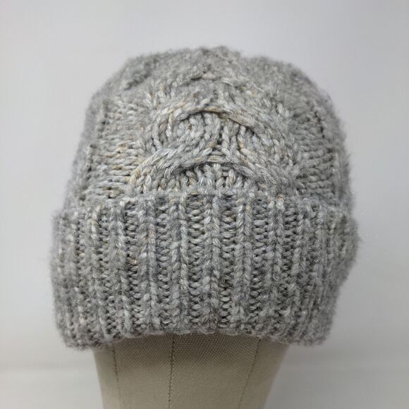 Time & Tru Women's Knit Beanie Hat Gray Tan One Size Fleece Lined - Picture 2 of 10